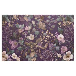 Rustic Purple Botanical Bold Vintage Floral Fabric