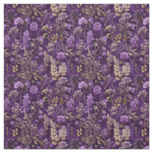 Rustic Purple Botanical Bold Vintage Floral Fabric