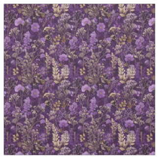 Rustic Purple Botanical Bold Vintage Floral Fabric
