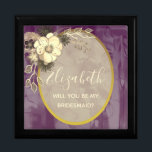 Rustic Purple Bridesmaid Proposal Box<br><div class="desc">Rustic,  modern,  elegant,  floral faux gold and purple Bridesmaid proposal box with watercolor flowers. Perfect choice for contemporary romantic fall or winter weddings!</div>