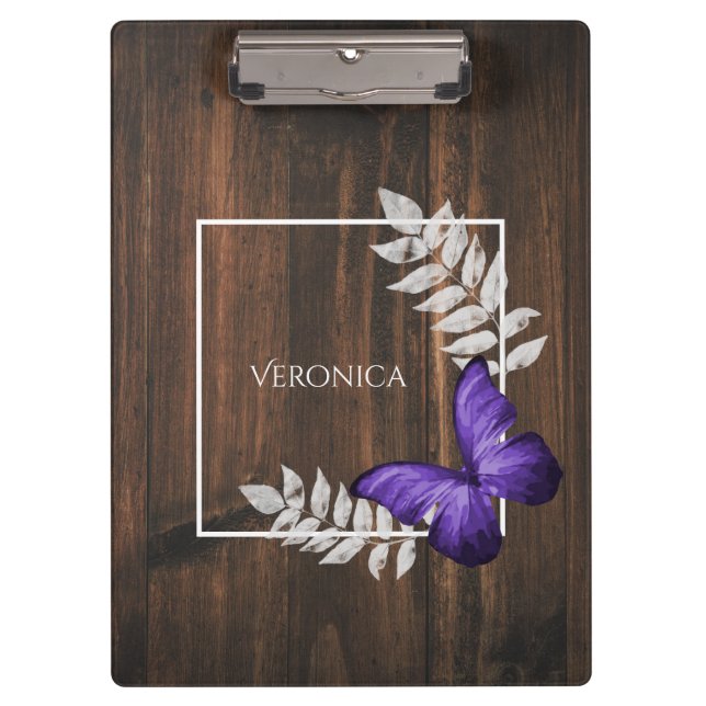 Rustic Purple Butterfly Clipboard (Front)