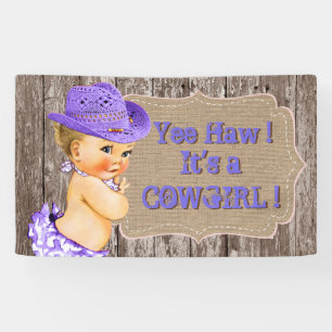 Rustic Purple Cowgirl Baby Shower Banner