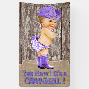 Rustic Purple Cowgirl Baby Shower Banner