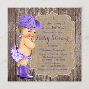 Rustic Purple Cowgirl Baby Shower Invitation