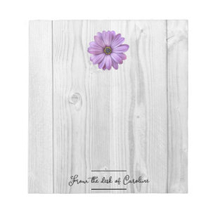 Rustic Purple Daisy Personalised Notepad