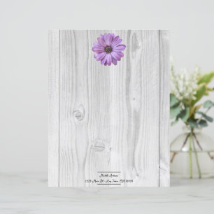 Rustic Purple Daisy Personalised Paper Sheet