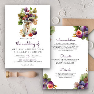 Rustic Purple Fig Mason Jar All in One Wedding Invitation