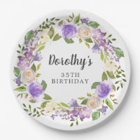 Rustic Purple Floral 35th Birthday