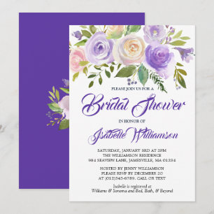 Rustic Purple Floral Bridal Shower Invitation