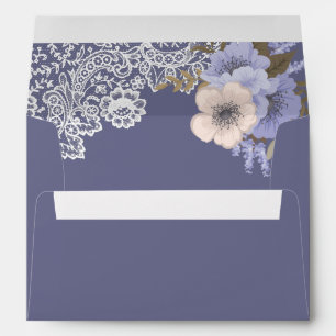 Rustic Purple Floral Lace Envelope