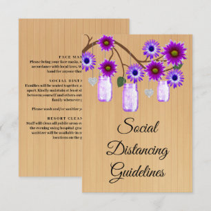 Rustic Purple Floral Mason Jar Safety Measures Enclosure Card