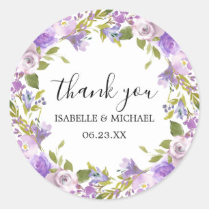 Rustic Purple Floral Monogram Wedding Favour Seal