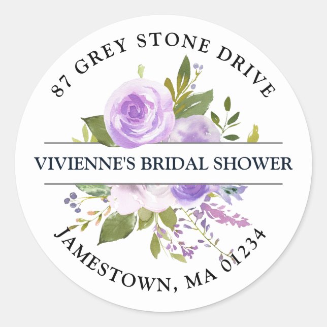 Rustic Purple Floral Return Address Label (Front)