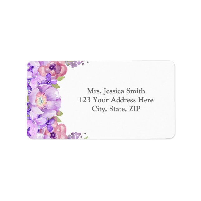 Rustic Purple Floral Return Address Label (Front)