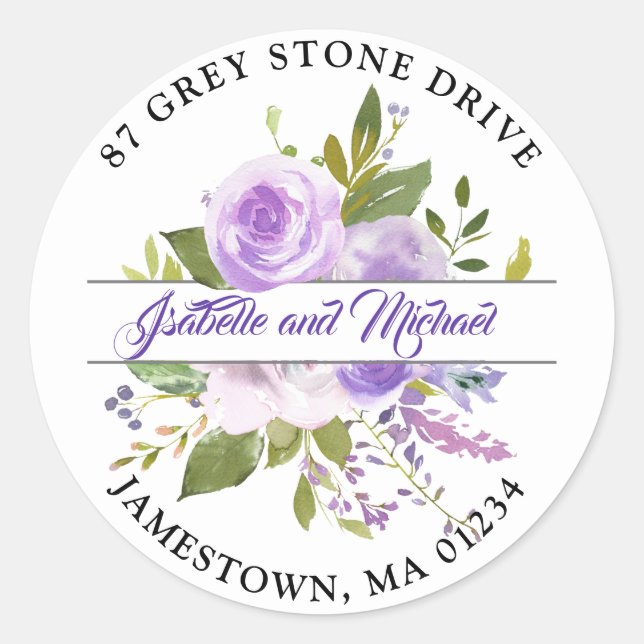 Rustic Purple Floral Return Address Label (Front)