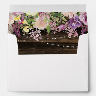 Rustic Purple Floral String Lights Return Address Envelope