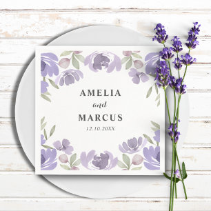 Rustic  Purple Floral Watercolor  Wedding Napkin