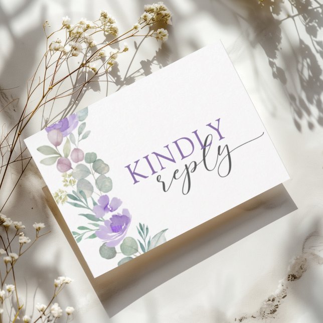 Rustic Purple Floral Watercolor Wedding RSVP (Creator Uploaded)