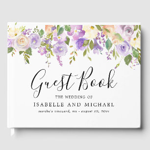 Rustic Purple Floral Wedding Guest Book