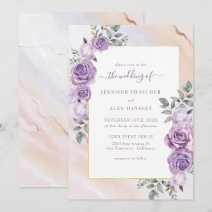 Rustic Purple Floral Wedding Invitation