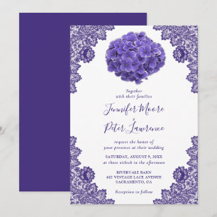 Rustic Purple Floral Wedding Invitation