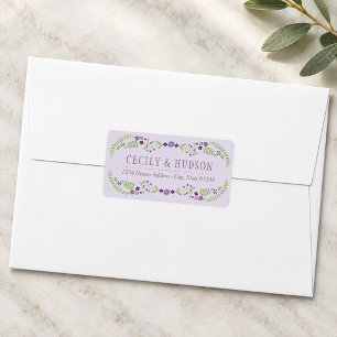 Rustic Purple Floral Wedding Return Address Label