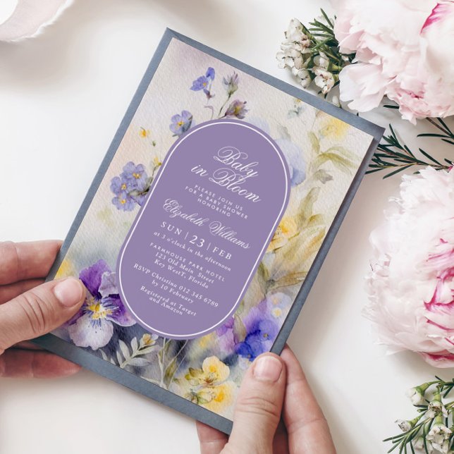 Rustic Purple Flowers Baby in Bloom Shower Invitation (Creator Uploaded)