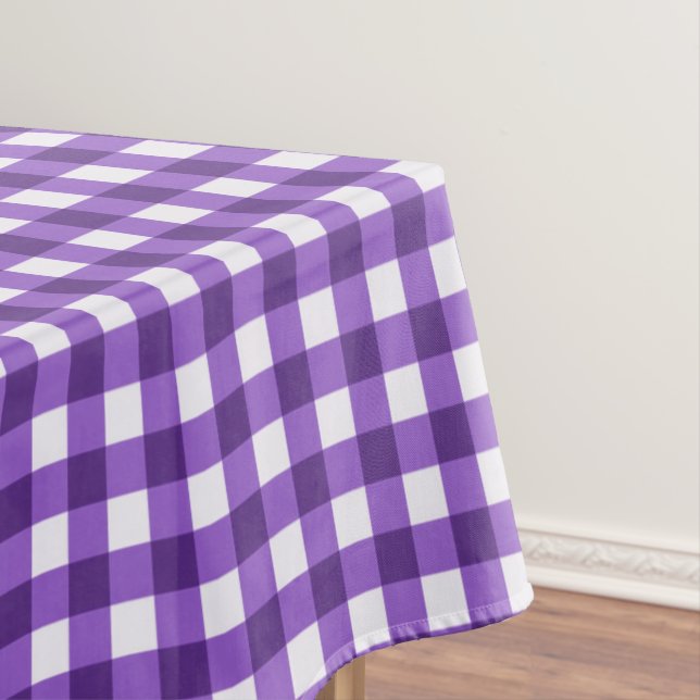 Rustic Purple Gingham Checks Pattern Tablecloth (In Situ)