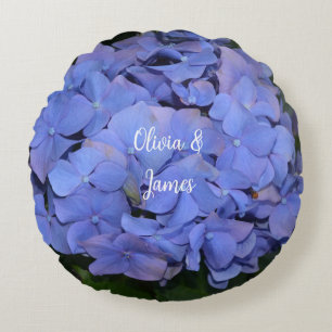 Rustic Purple Hydrangea macrophylla Round Cushion
