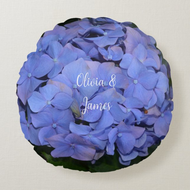 Rustic Purple Hydrangea macrophylla  Round Cushion (Front)