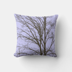 Rustic Purple Lavender Brown Tree Branches Cushion