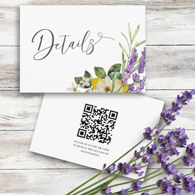 Rustic Purple Lavender & Lemons Wedding Details Enclosure Card (Creator Uploaded)