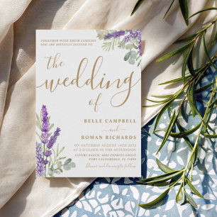Rustic Purple Lavender Watercolor Wedding Invitation