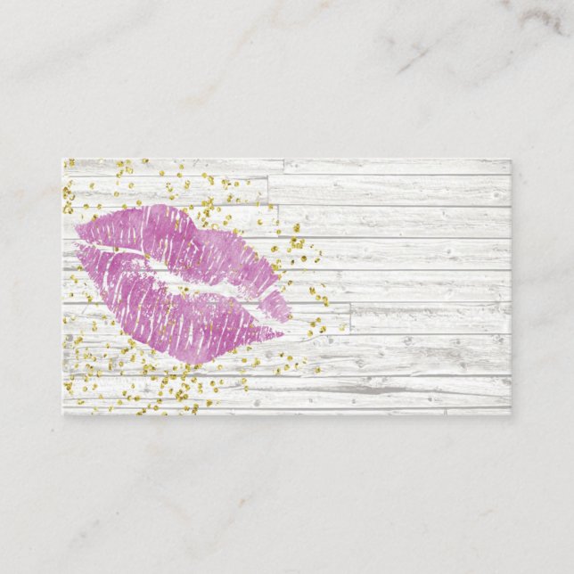 Rustic Purple Lips Business Card Template (Front)