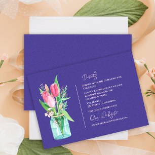 Rustic Purple Mason Jar Floral Wedding Details Enclosure Card