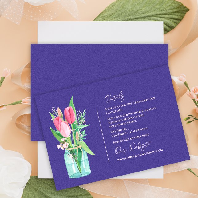 Rustic Purple Mason Jar Floral Wedding Details Enclosure Card (Rustic Purple Mason Jar Floral Wedding Details Enclosure Card)