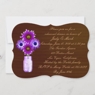 Rustic Purple Mason Jar Rehearsal Dinner Invite