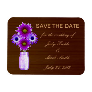 Rustic Purple Mason Jar Save The Date Magnet