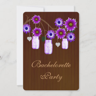 Rustic Purple Mason Jars Bachelorette Party Invite