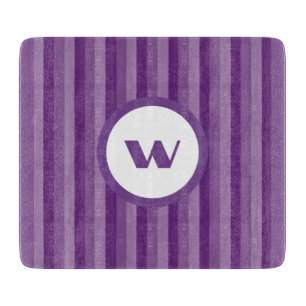 Rustic Purple Monogram & Stripes Cutting Board