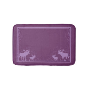 Rustic purple moose swirl memory foam bath mat