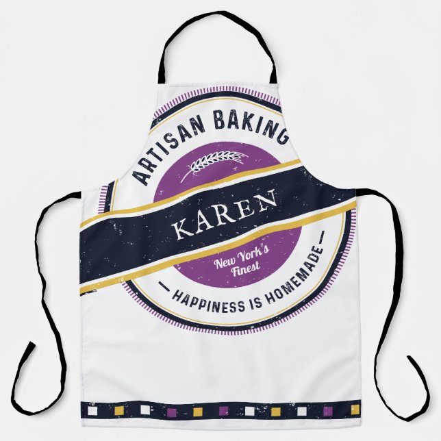 Rustic Purple Navy Artisan Hipster Apron (Front)