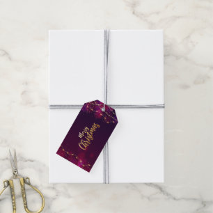 Rustic Purple Pink gold Neon Merry Christmas Gift Gift Tags