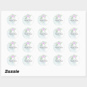 Rustic Purple Rose Eucalyptus Memorial Funeral Classic Round Sticker