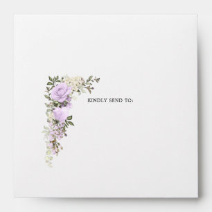 Rustic Purple Rose Floral Envelope