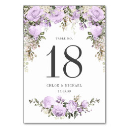 Rustic Purple Rose Floral Wedding Table Number