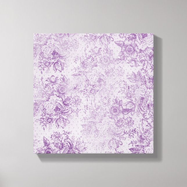 rustic purple, shabby chic,pale lavender florals, canvas print (Front)