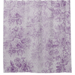 rustic purple, shabby chic,pale lavender florals, shower curtain