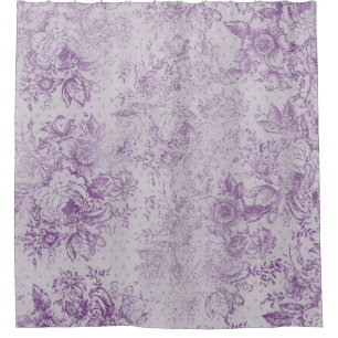 rustic purple, shabby chic,pale lavender florals, shower curtain