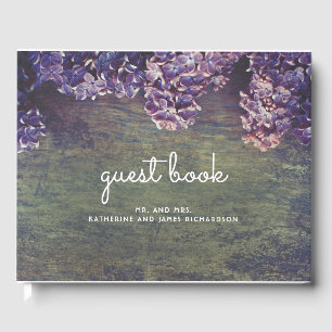 Rustic Purple Spring Lilacs Wedding Guest Book